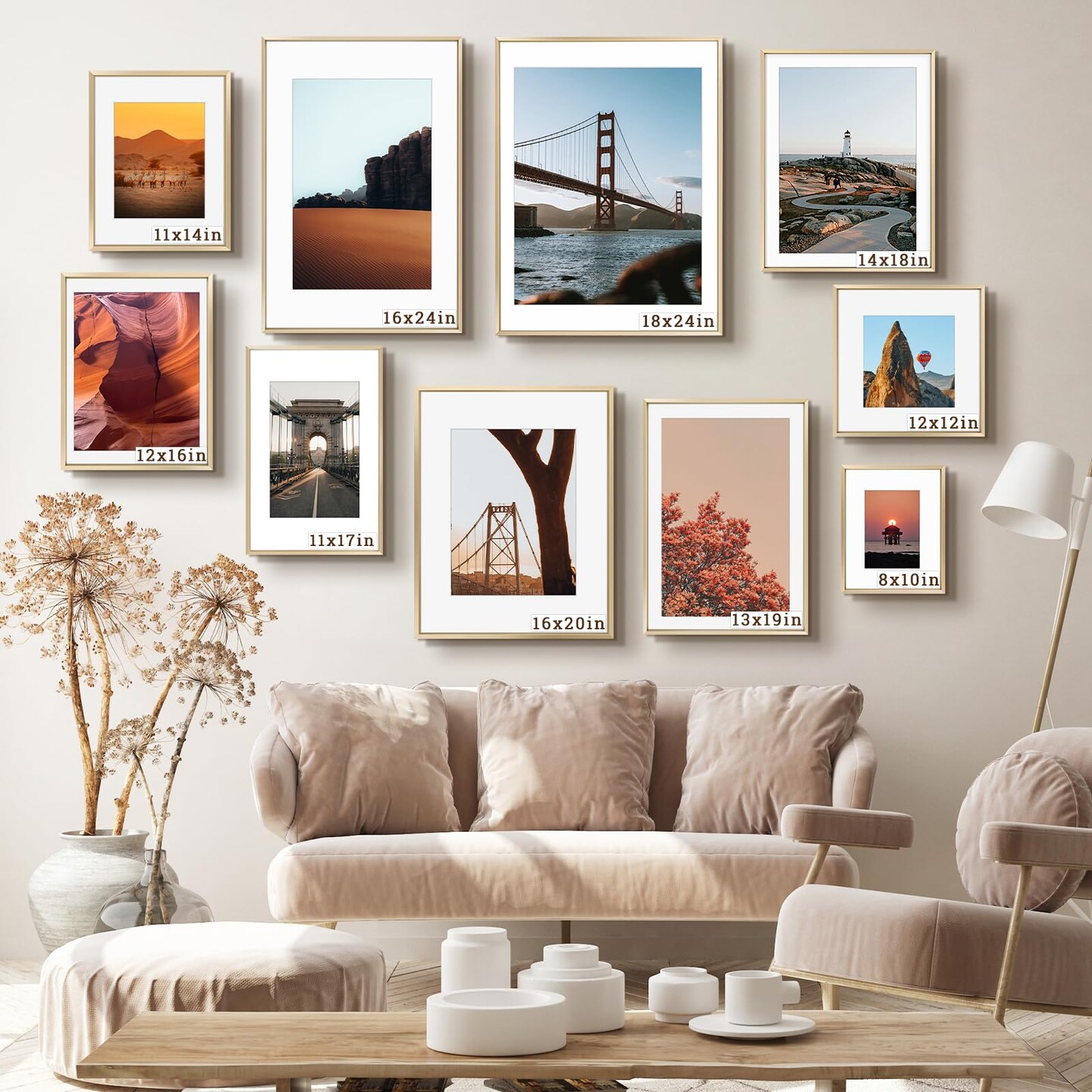 12x12 Metal Picture Frame with Mat for 8x8 Picture &#x26; Real Glass, Aluminum Photo Frame Collection (Gold, 1 Pack)