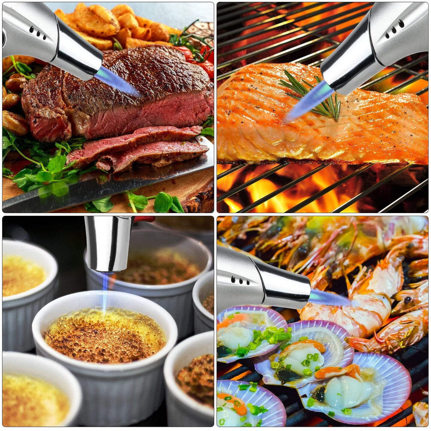 Butane Torch, Kitchen Torch Cooking Torch with Safety Lock &#x26; Adjustable Flame for Cooking, BBQ, Baking, Brulee, Creme, DIY Soldering(Butane Not Included)