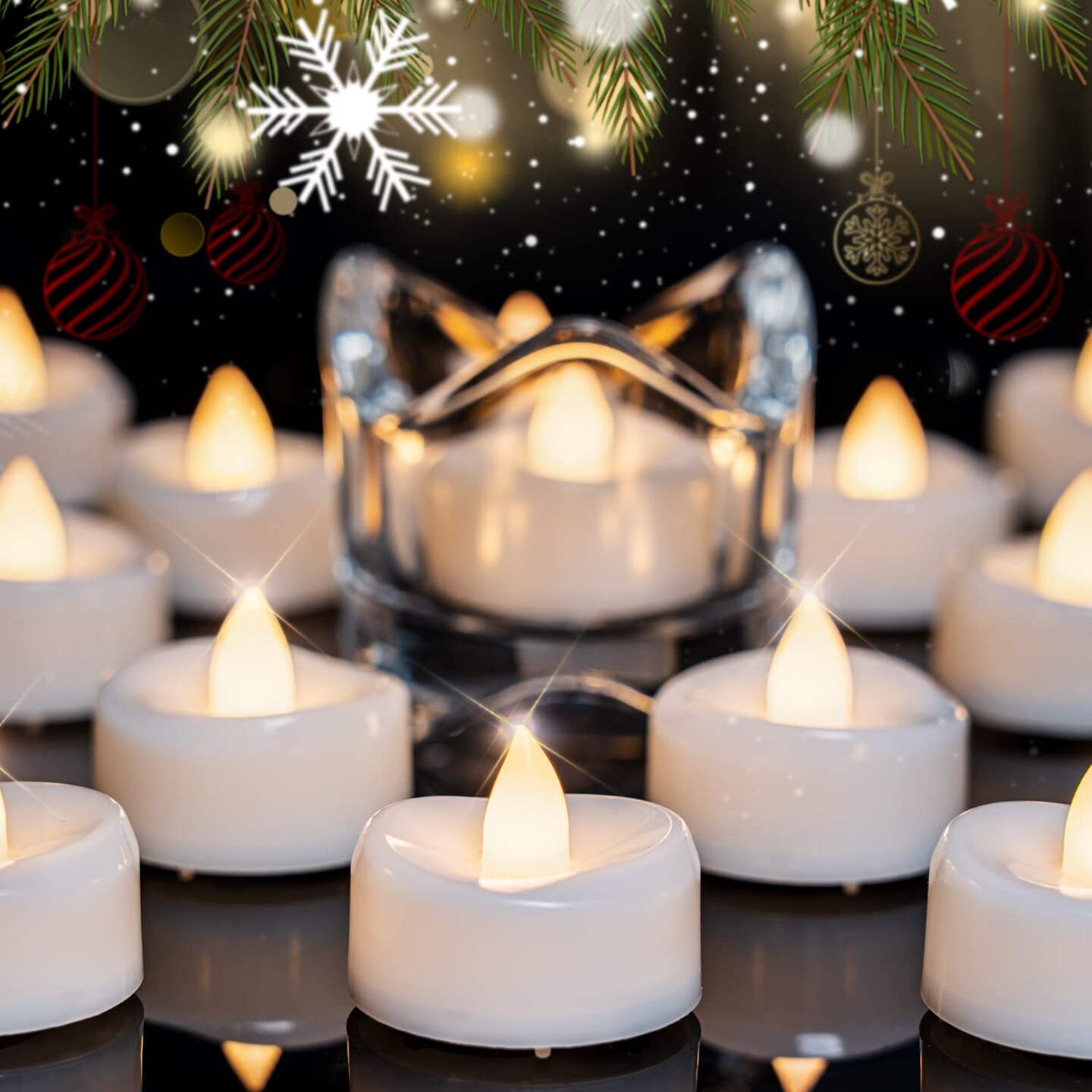 LED Candles, Tea Lights Candles Battery Operated Bulk, 24-Pack Long-Lasting 200 Hours Flameless Tealight Candles, Realistic Tea Lights for Halloween Christmas Wedding, 1.5&#x27;&#x27; D X 1.25&#x27;&#x27; H