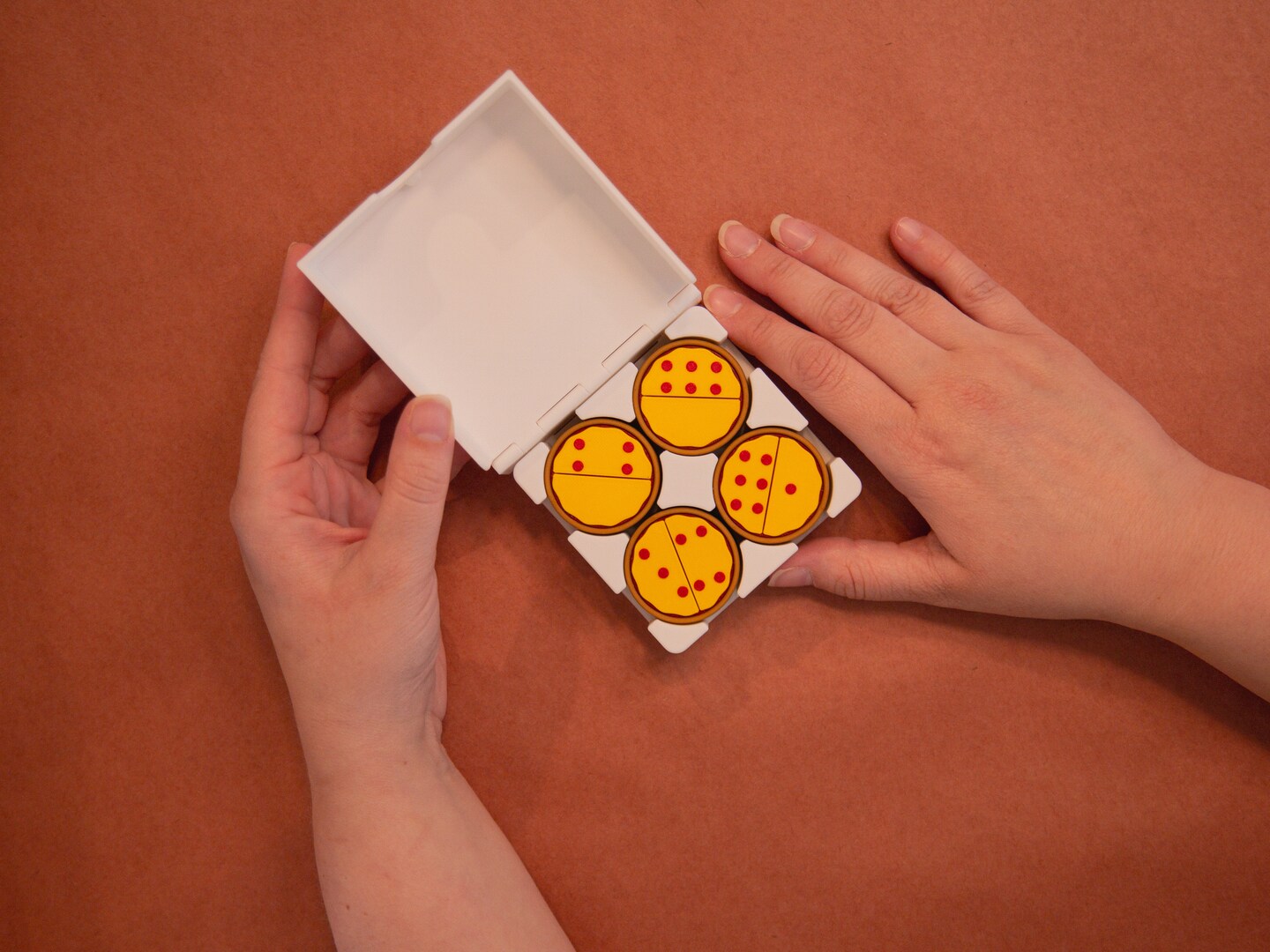 Pizza Domino Set and Box - Double 6 Dominoes Set | Unique gift for