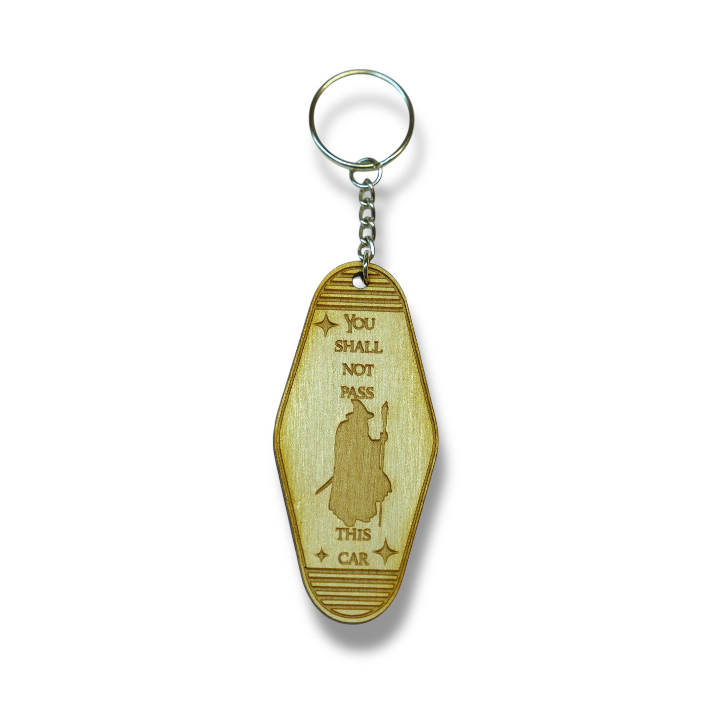 Keychain - You shall not pass this car - Birch wood