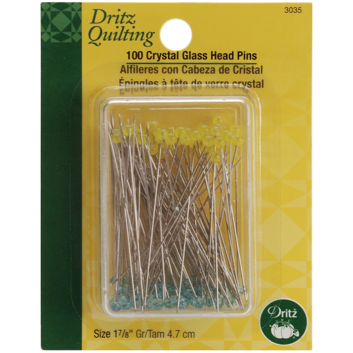 Dritz Quilting Crystal Glass Head Pins 100/Pkg-Size 30