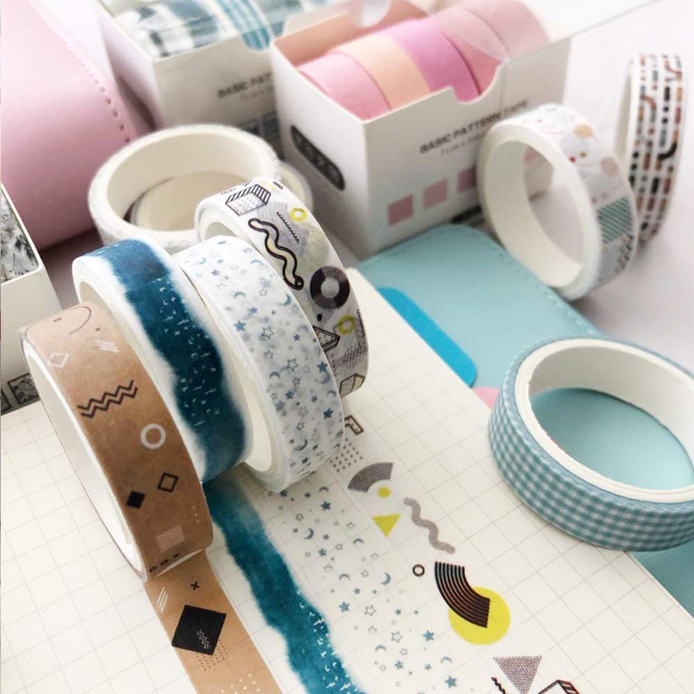 5 Rolls Washi Tape Set Creative Basic Skinny Decorative Tapes for Arts, DIY Crafts, Journals, Planners, Scrapbooking, Wrapping (Sakura)