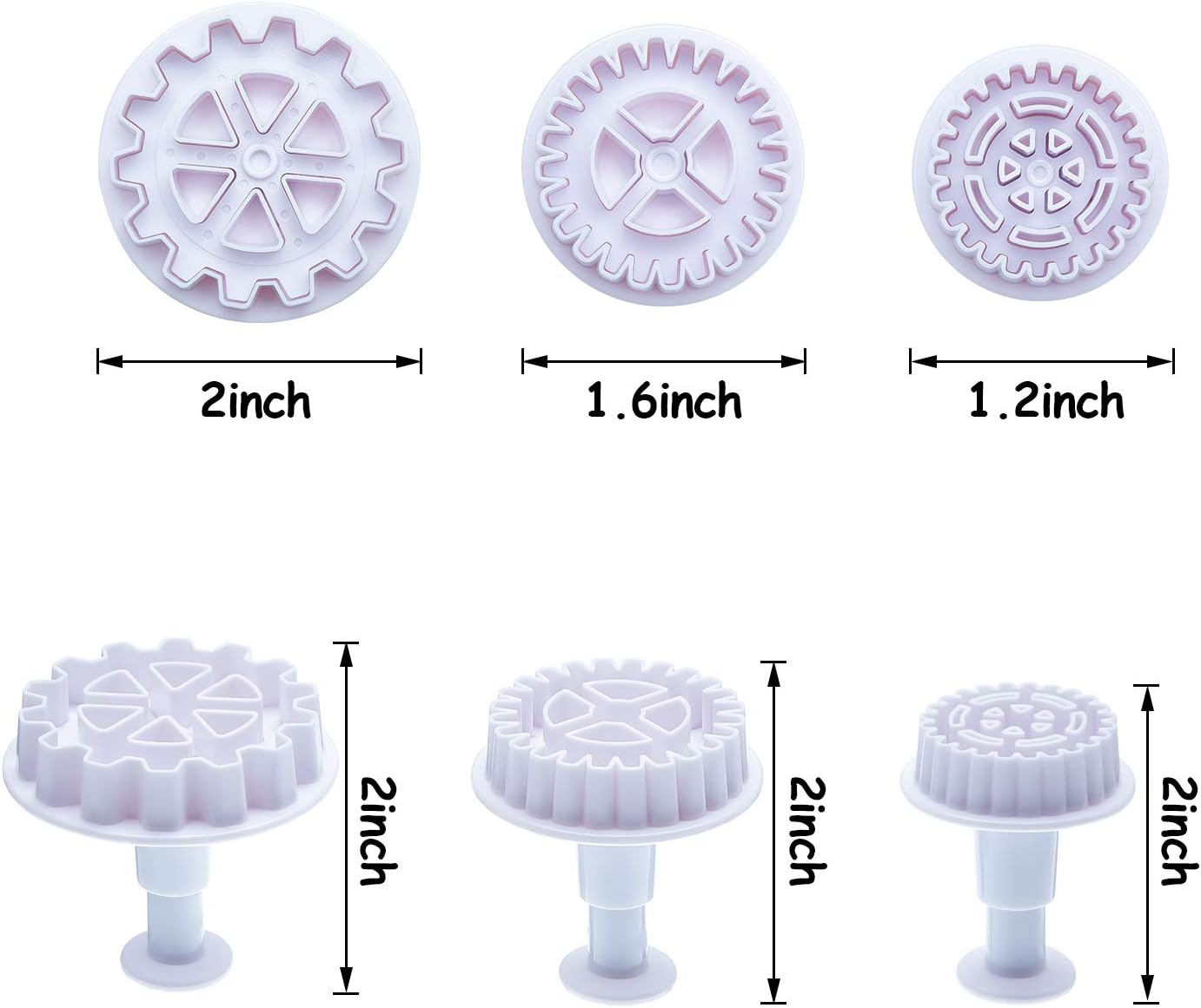 6 Pieces Gear Cookie Cutters Steampunk Fondant Molds Cogs Mold Clock Wheel