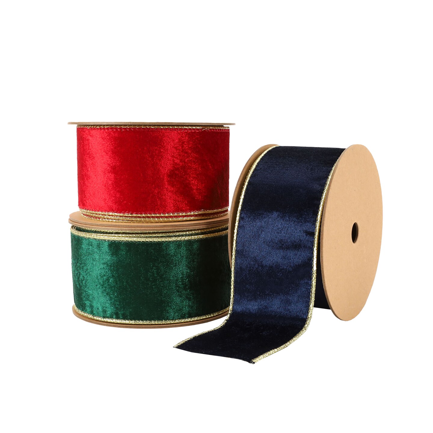 LaRibbons 4&#x22; - 2 1/2&#x22; Reversible Velvet/Lurex Wired Ribbon | 10 Yard Roll