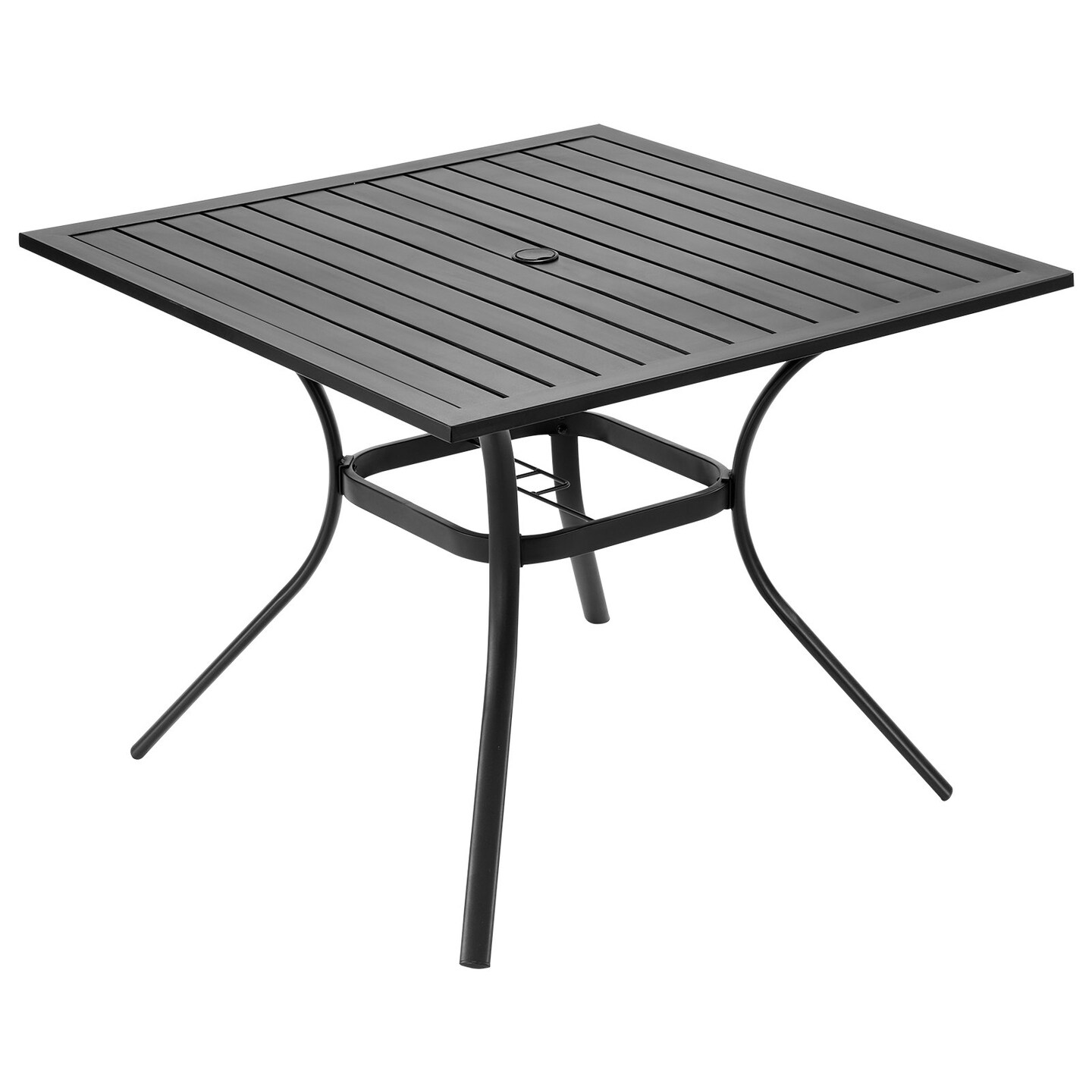 Outdoor Patio Dining Table, 37 inch Square Metal Steel Slat Backyard Bistro Tables
