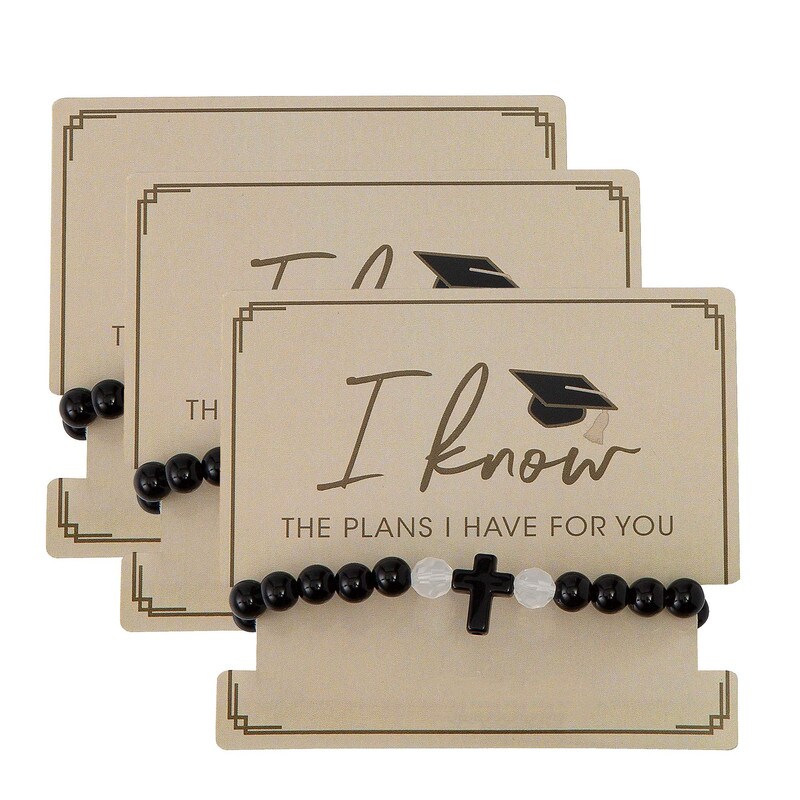 2 3/4&#x22; Religious Graduation Cross Bracelets on Handout Card 6 Pieces