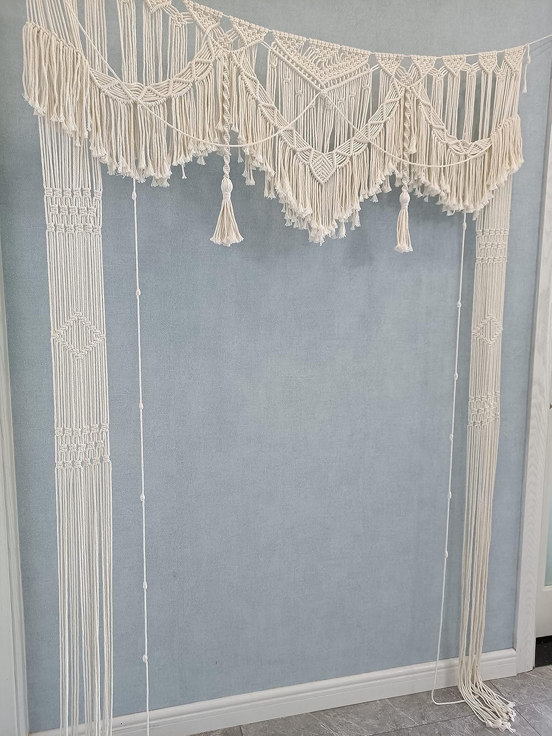 Large Macrame Wall Hanging Boho Wedding decor For Arbor/Arch Doorway Curtain Photo Backdrop Bohemian Home Geometric Art Decor Beautiful Room Decoration -55&#x22; W x 78&#x22; L