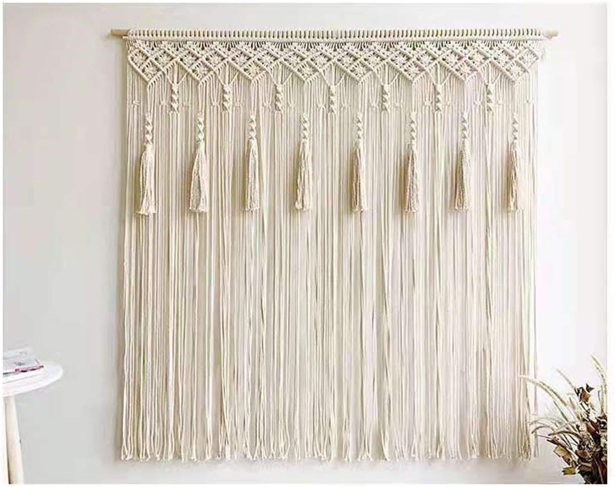 Macrame Wall Hanging, Handmade Bohemian Tapestry, Wall Decor, Doorway Curtain, Tassel Fringe-Window Treatment