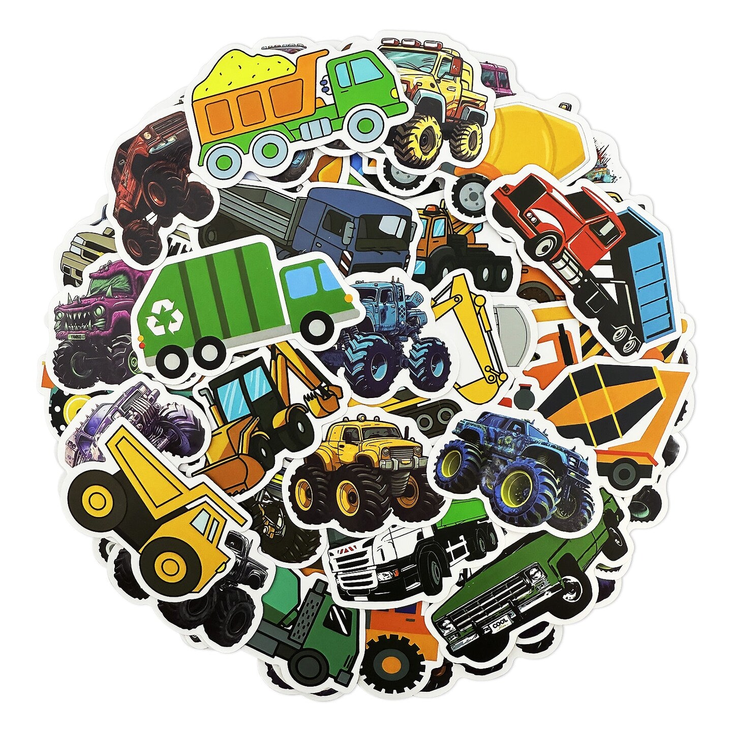 Wrapables Waterproof Vinyl Stickers for Water Bottles, Laptop, Phones, Skateboards, Decals for Teens, 100pcs, Trucks