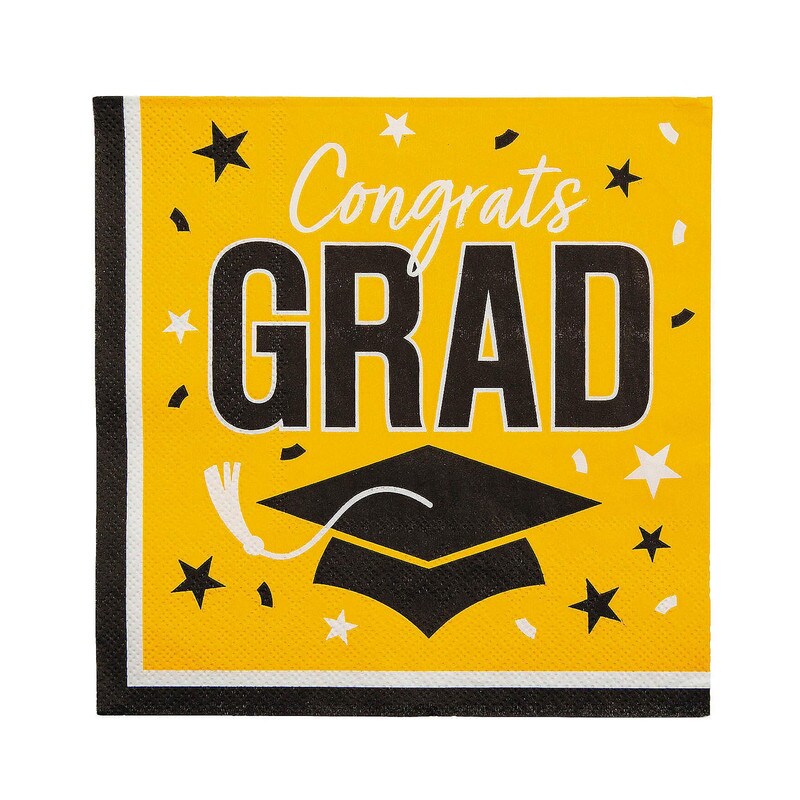 Congrats Grad Paper Luncheon Napkins 6.5 Inch Bulk Pack of 50