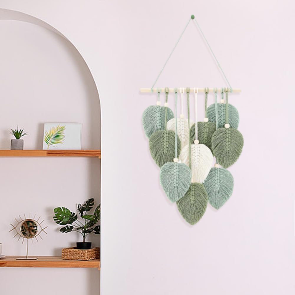DIY Macramé Leaf Wall Hanging Kit – Beginner-Friendly Macramé Kit for Adults, Includes Feather & Woven Tapestry Projects, Perfect Birthday or Home Decor Gift