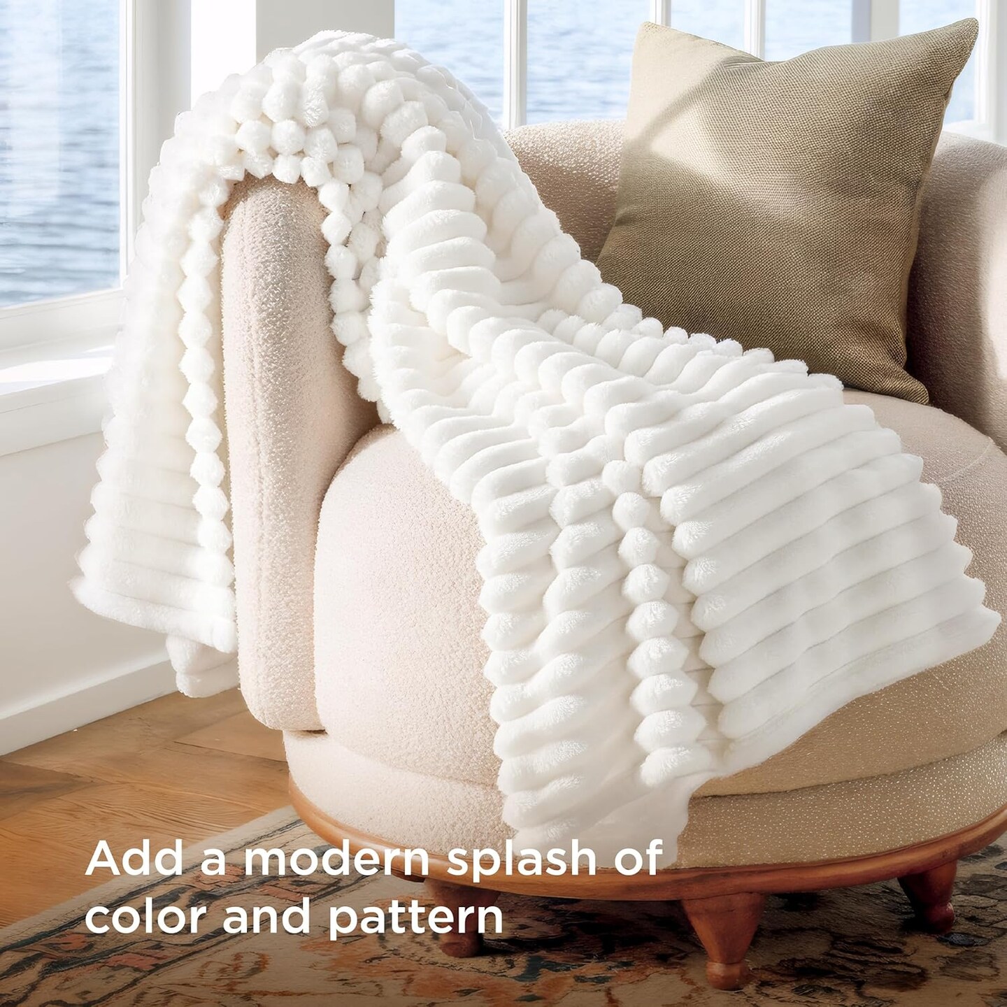 White Throw Blanket for Couch - GentleSoft Cozy Soft Blankets for Women, Cute Small Fleece Throws for Girls, House Bedroom Decor Aesthetic Gift for Women, Off White, 50x70 Inches