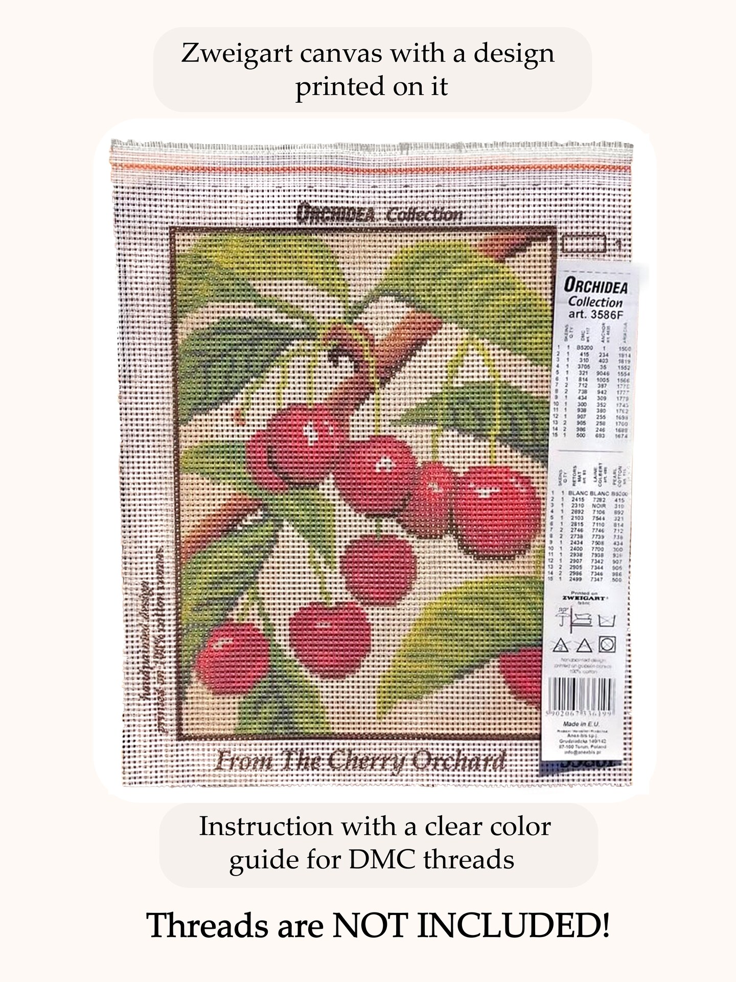 Needlepoint canvas for halfstitch without yarn Hydrangeas 3560J
