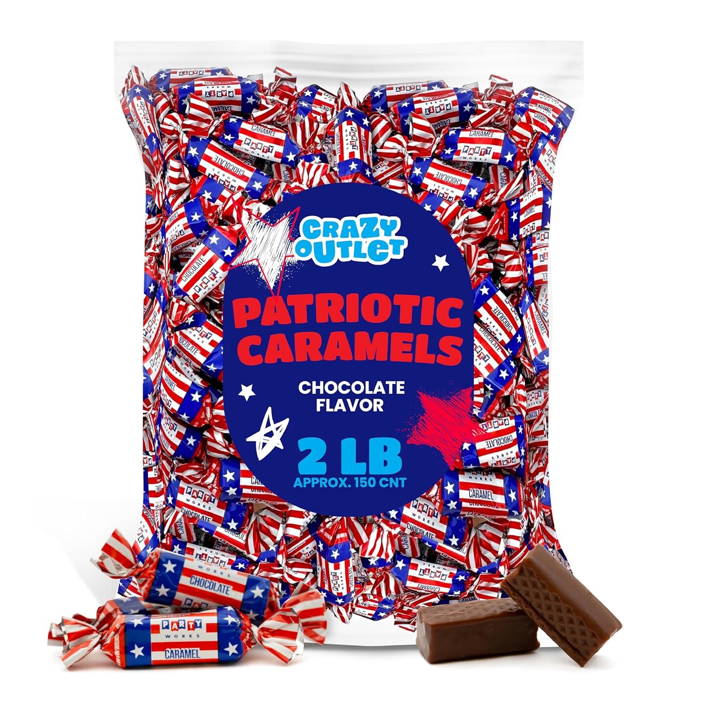 2 Pound Pack - Fourth of July Candy Bulk Red White and Blue