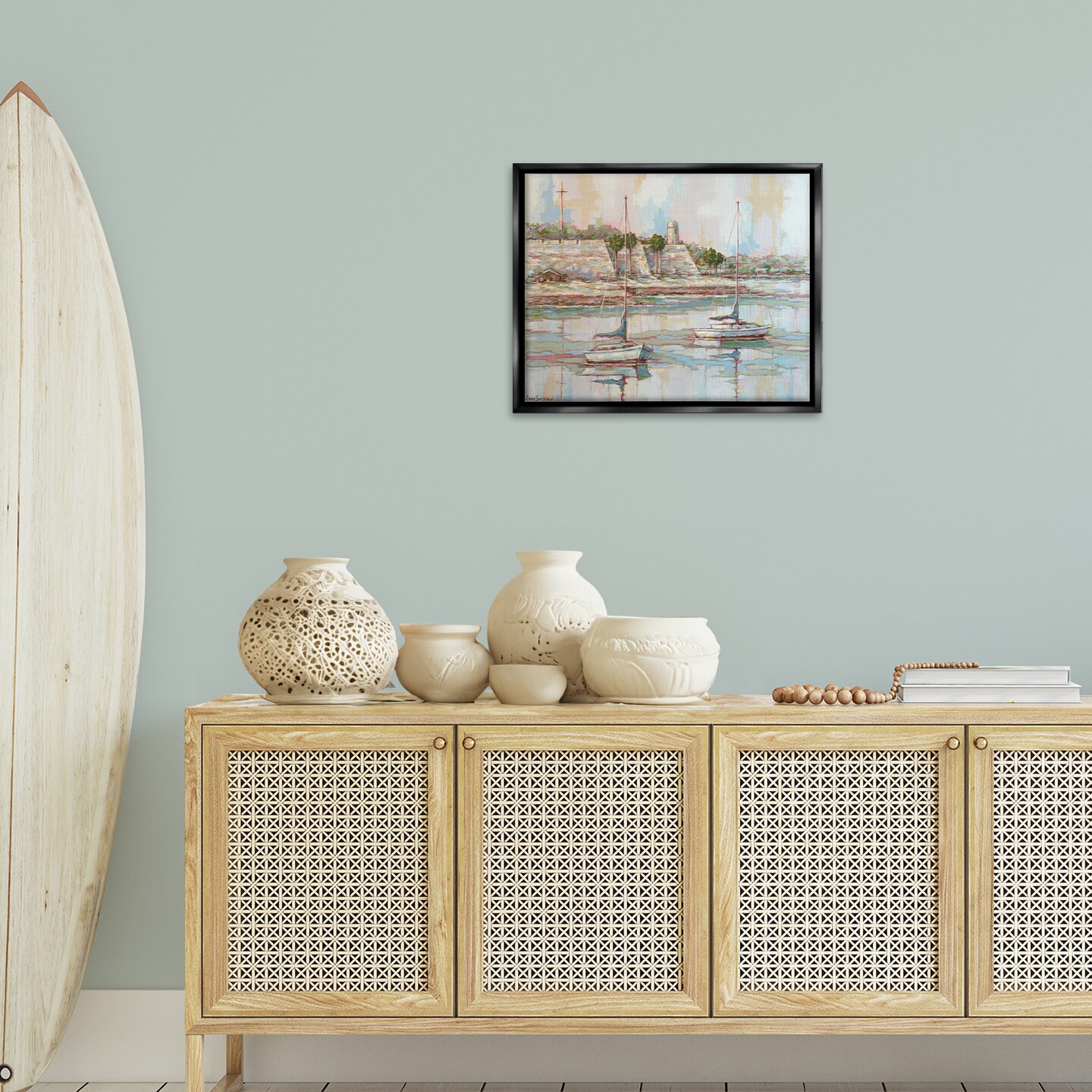 Stupell Industries Morning on the Matanzas Sailboats Floating Frame By Linda Sperruzzi