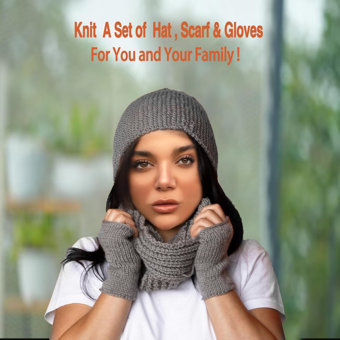 Knitting Kit for Beginners Adults &#x26; Kids (Gray)