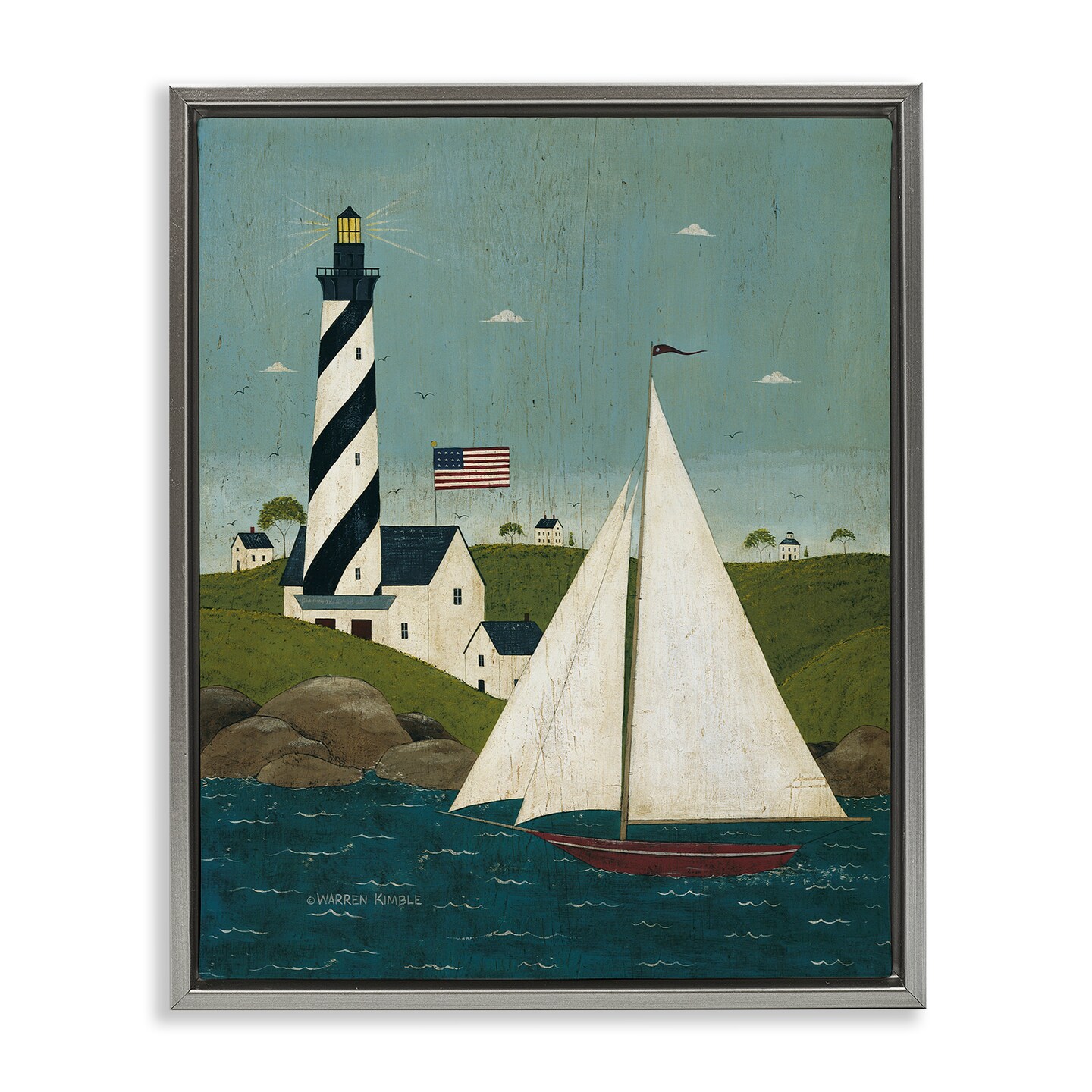 Stupell Industries Coastal Breeze Sailboat Scene Floating Frame By ...