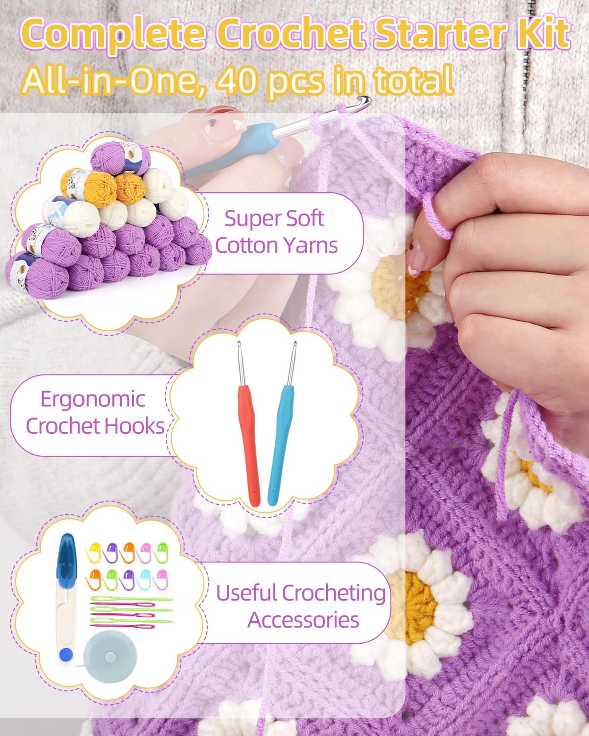 Blanket Crochet Kits with Soft Yarns