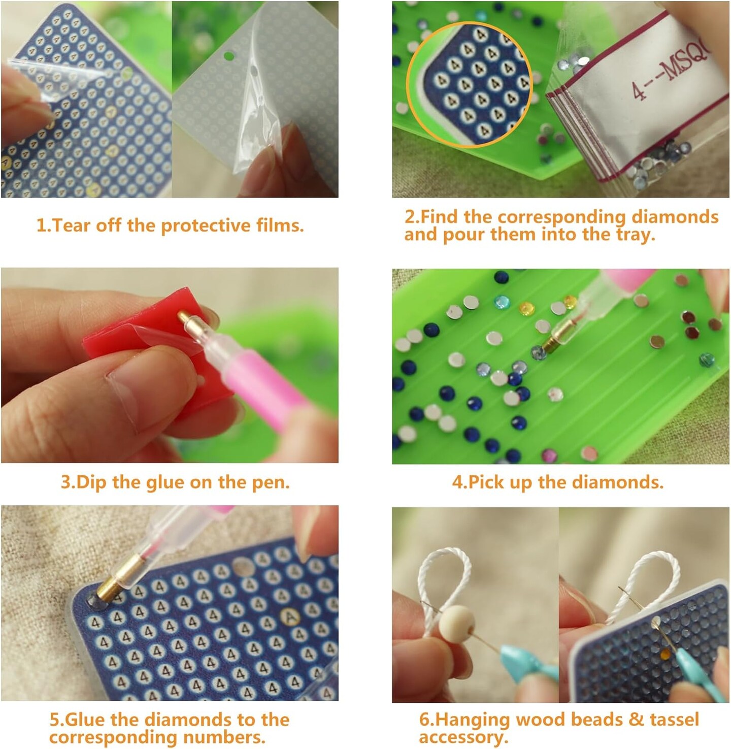 6 PCS 5D Puzzle Diamond Painting Bookmarks Deer in Forest Acrylic Diamond Art