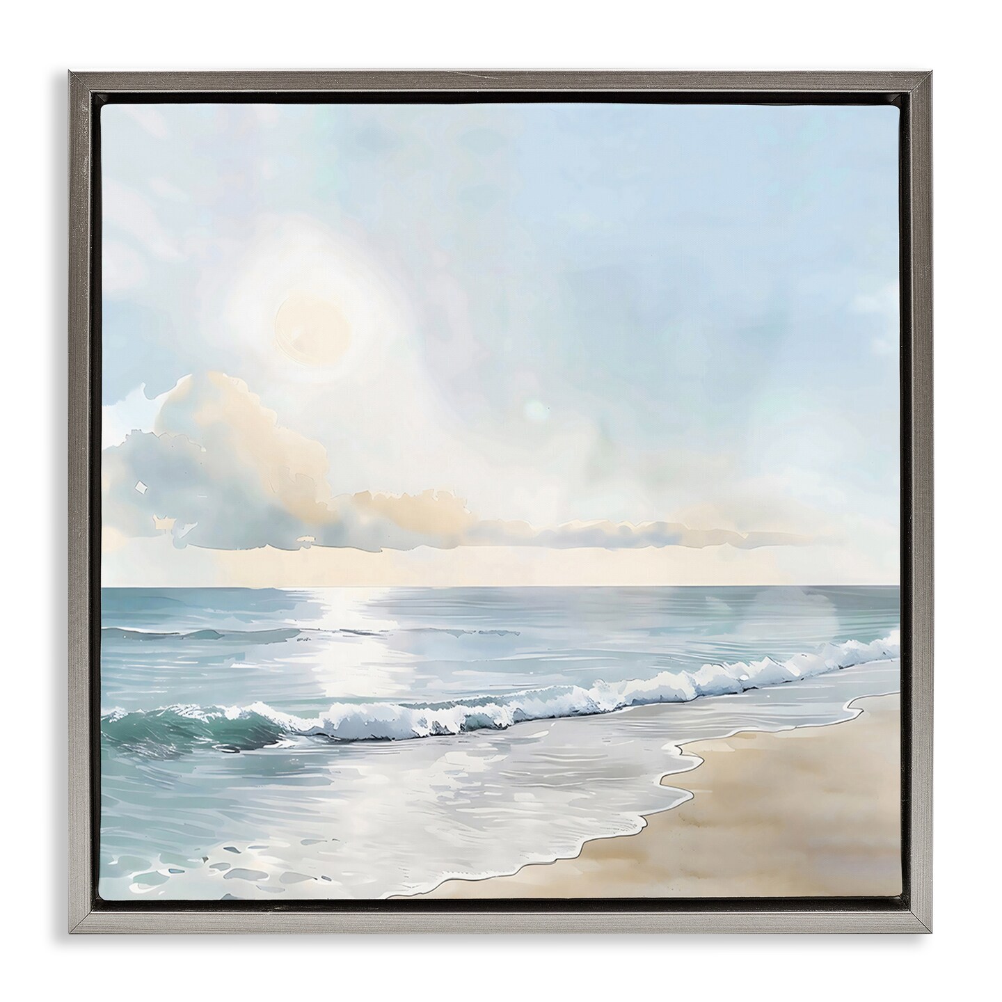 Stupell Industries Blue Seascape Beach Floating Frame By LSR Creative ...