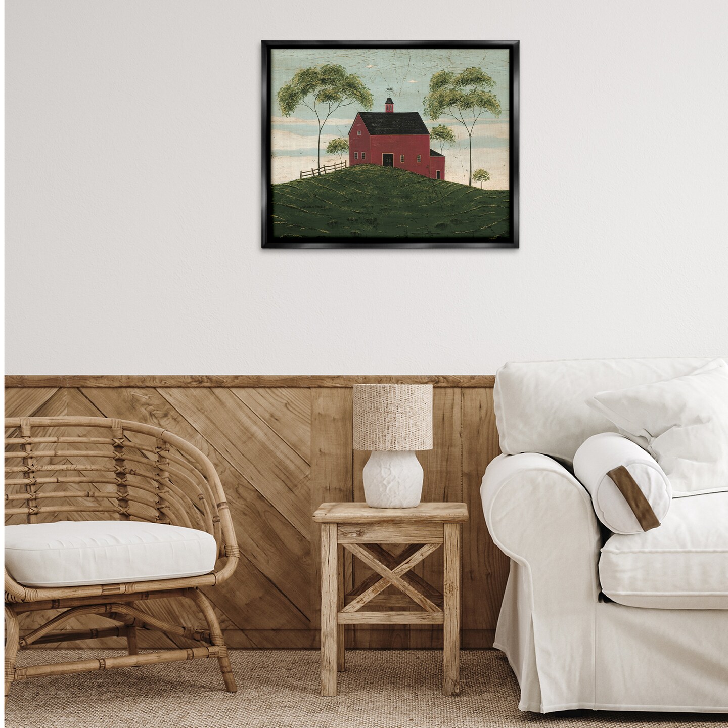 Stupell Industries Red Barn with Tree Pair Floating Frame By Warren Kimble