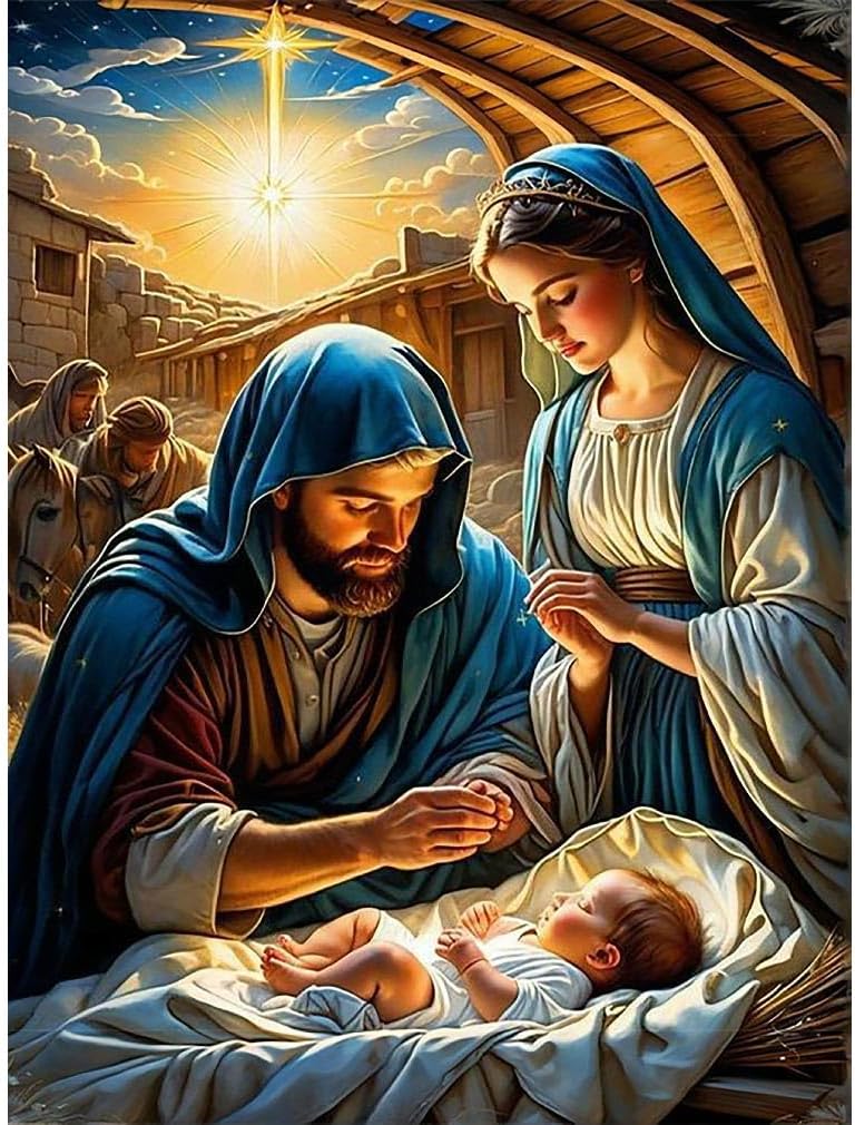 Nativity Diamond Painting Kits for Adults, Christmas Jesus Born (12x16 Inch)