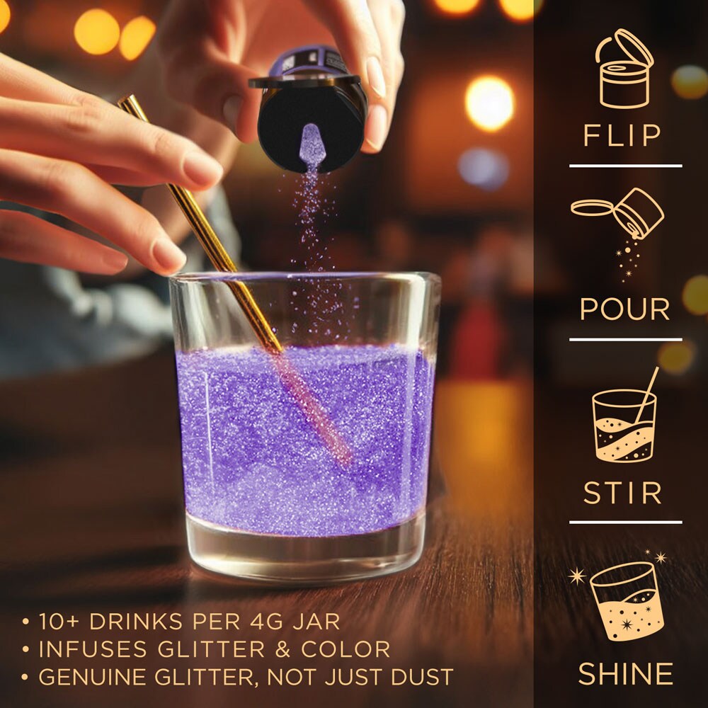 Brew Glitter - Purple Edible Drink Glitter (4g, x1 Flip-Cap Jar) for Beer, Cocktails and Beverages