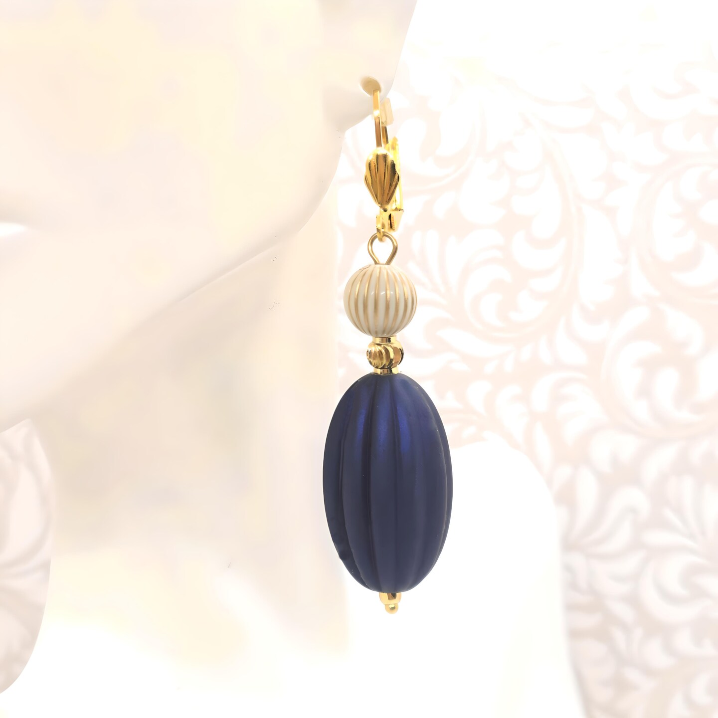 navy blue dress earrings NAVY BLUE WALLIS CLIP-ON EARRINGS