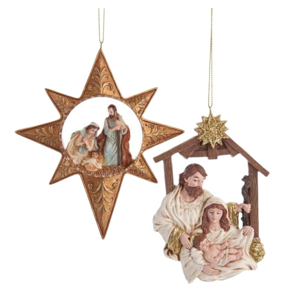 5.5&#x201D; Nativity Holy Family Ornaments - Set of 2 Assorted Elegant Christmas Decorations