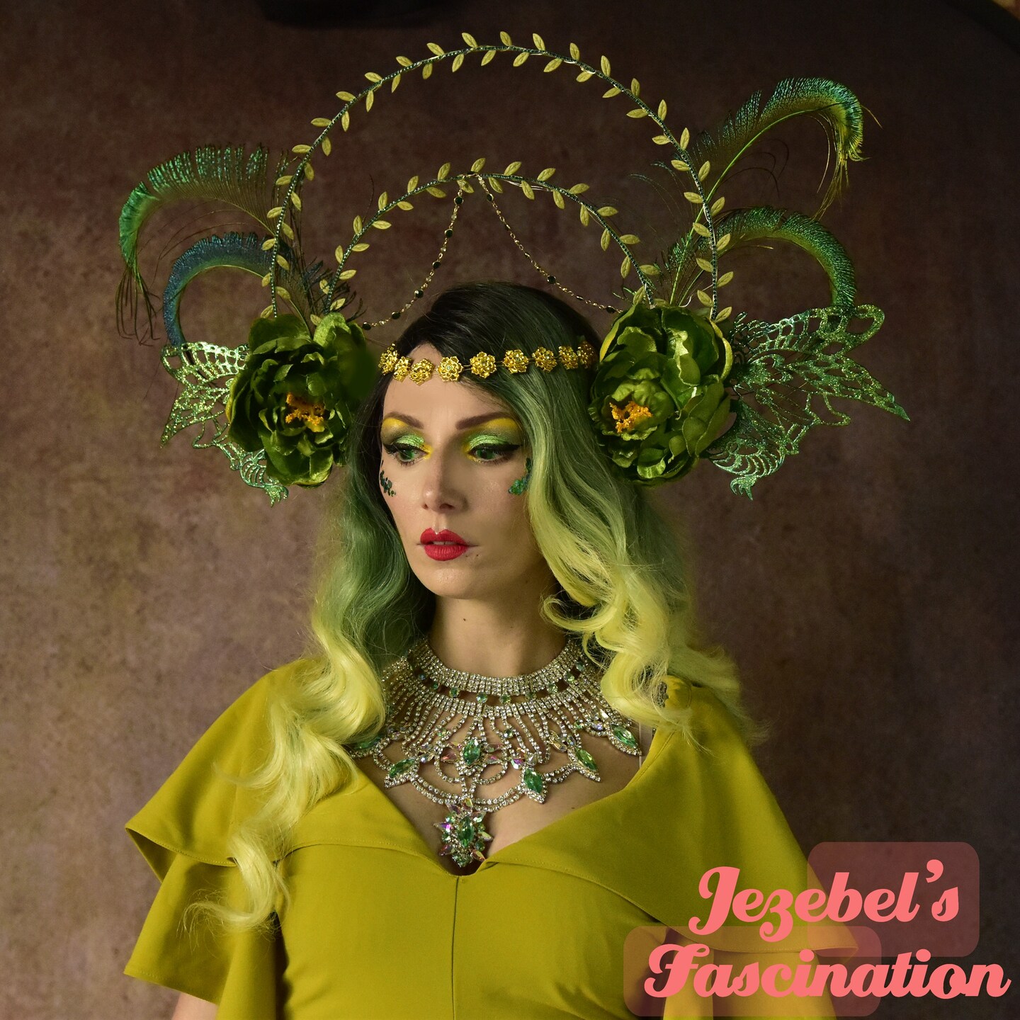 Little Green Fairy Headdress, Wings Faerie Headband, Large Teal Chartreus  Floral Halo Light Up Costume Absinthe Cosplay Hand Made Face Chain |  MakerPlace by Michaels