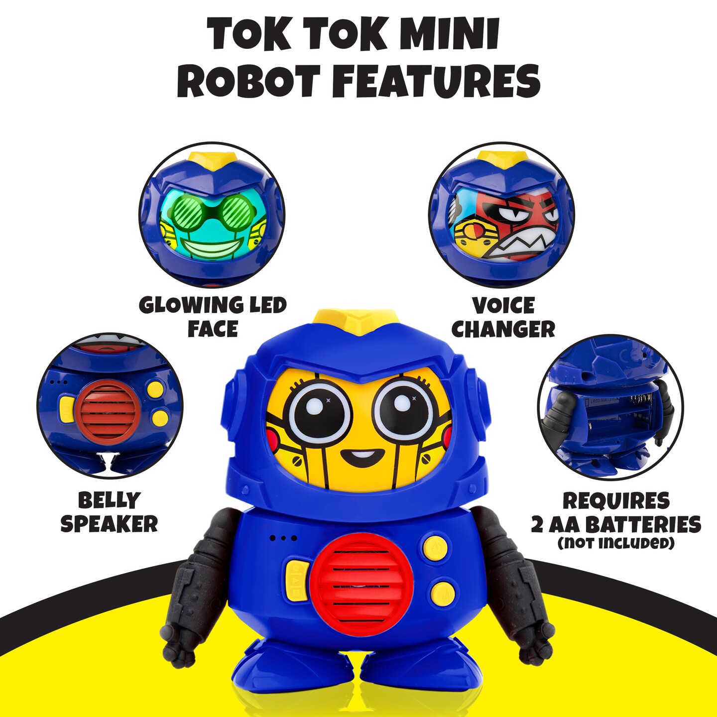 Power Your Fun Tok Tok Mini Voice Changer Robot Toy for Kids - Blue