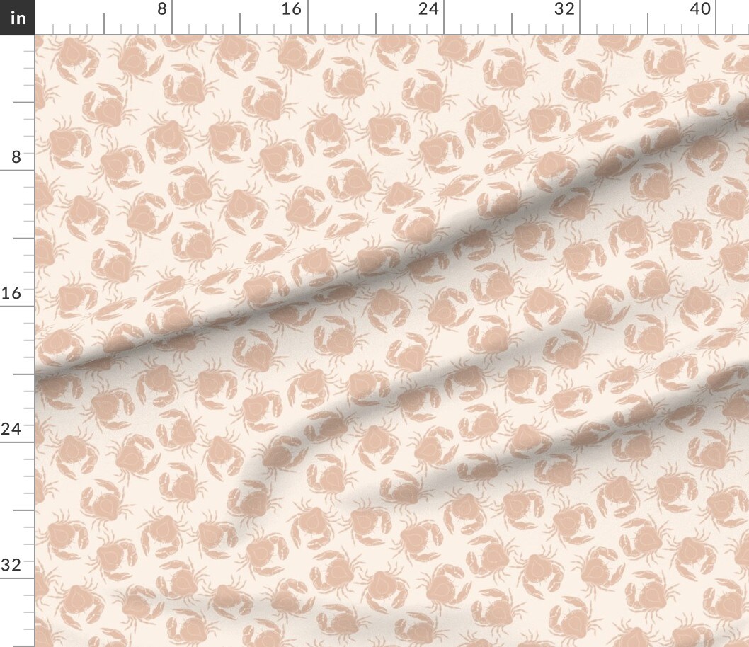 Various Fabrics by the Yard or Fat Quarter Neutral Crab Beige Blush Pink Coastal Nautical Calm Serene Minimal Simple Beach Ocean Seaside Custom Printed Fabric by Spoonflower