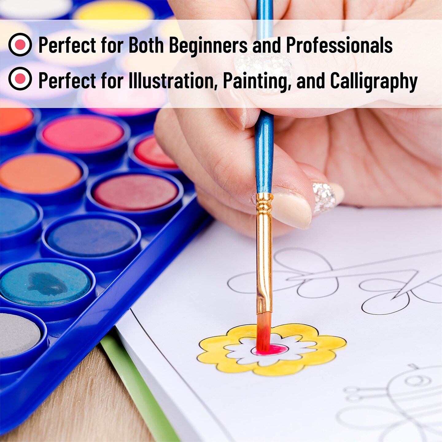 Mr. Pen- Watercolor Paint Set, 40 pcs, 36 Colors, Watercolor Paints, 4 Brushes, Non-Toxic Watercolor Paint, Portable Watercolor Set, Water Colors for Adults, Kids, Beginners and Artists