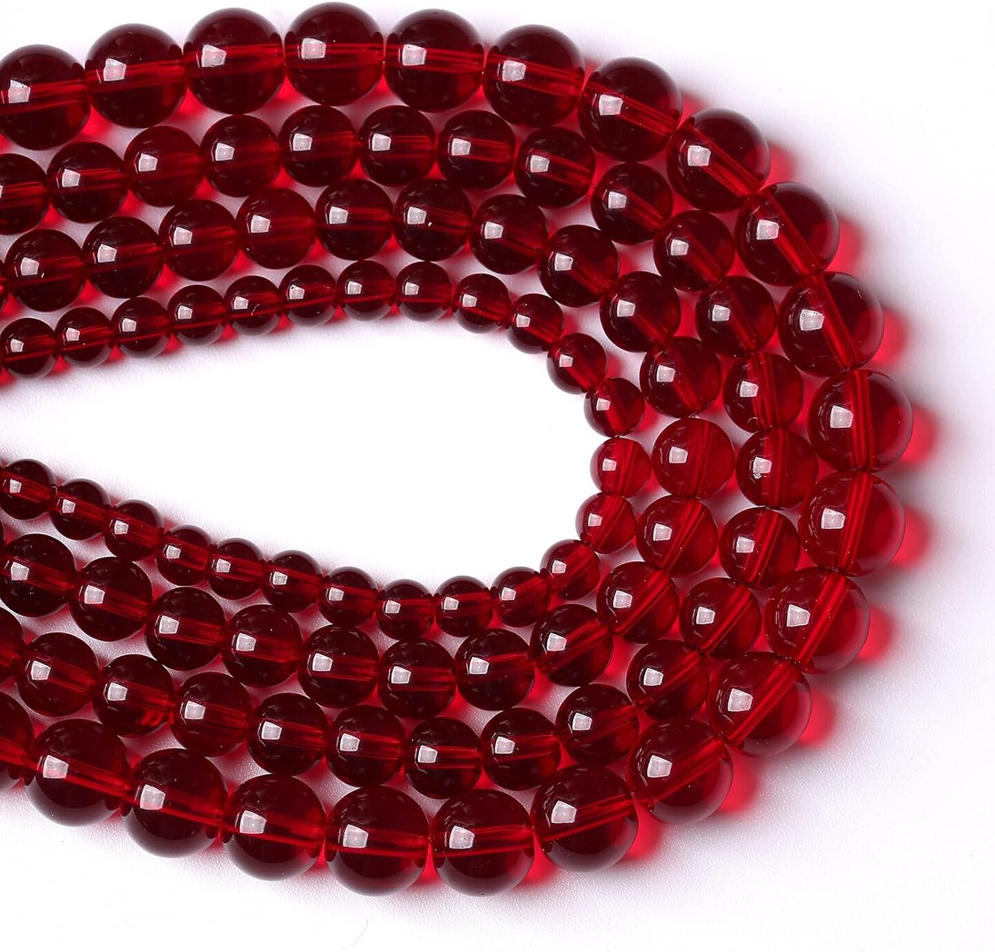 Smooth Garnet Red Glass Crystal Round Loose Beads For Jewelry Making