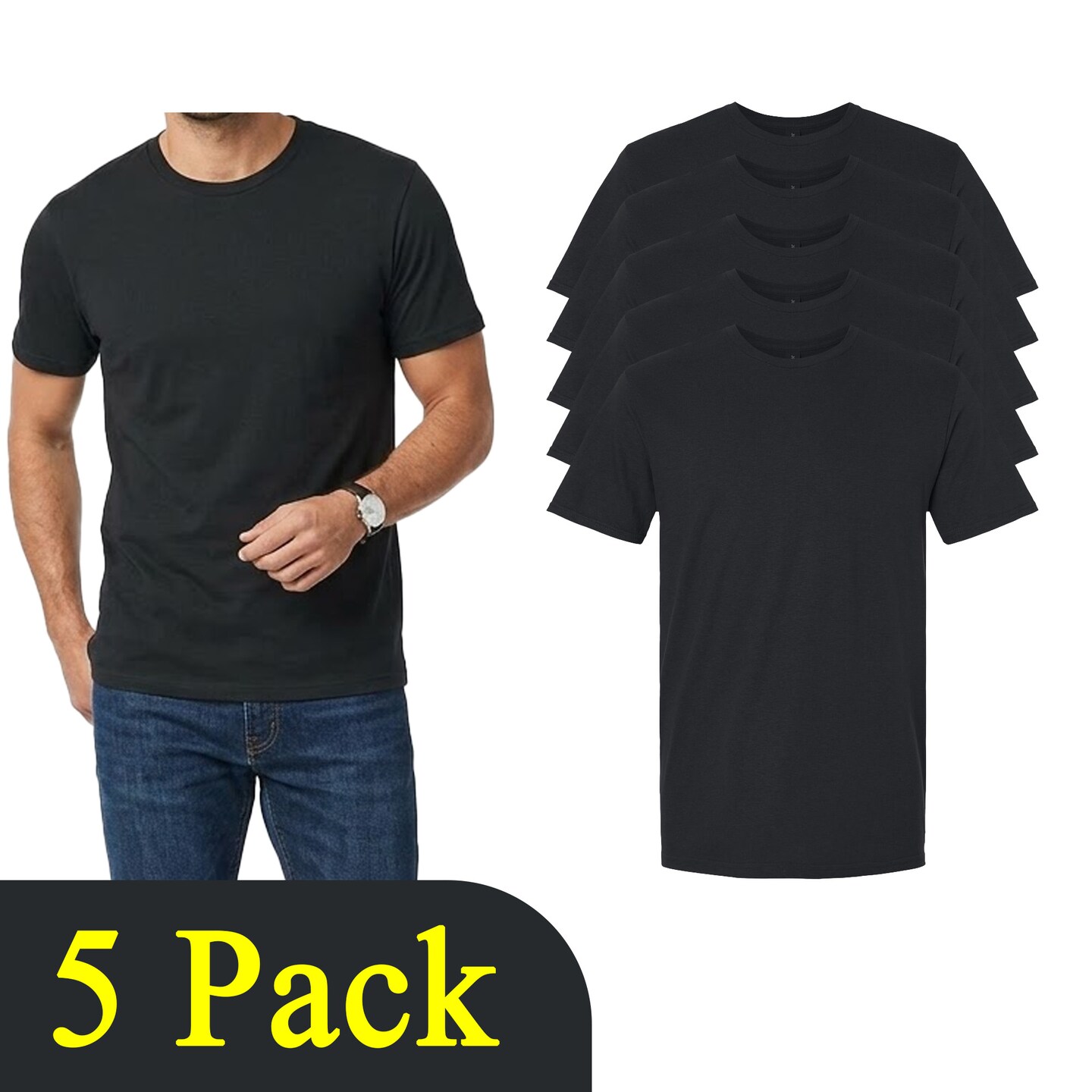 Gildan Men's Black Softstyle T-Shirt Ideal for Crafts, DIY Cotton Multi-Pack Choices Shirt