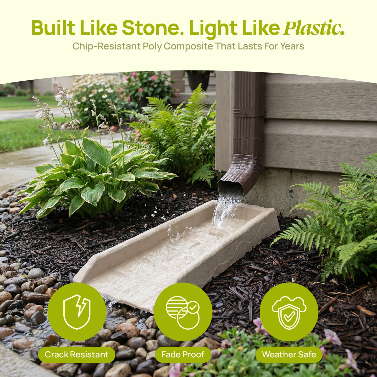 Rain Gutter Downspout Splash Block Drain Tray Rainwater Runoff Diverter for Drainage, Set of 2