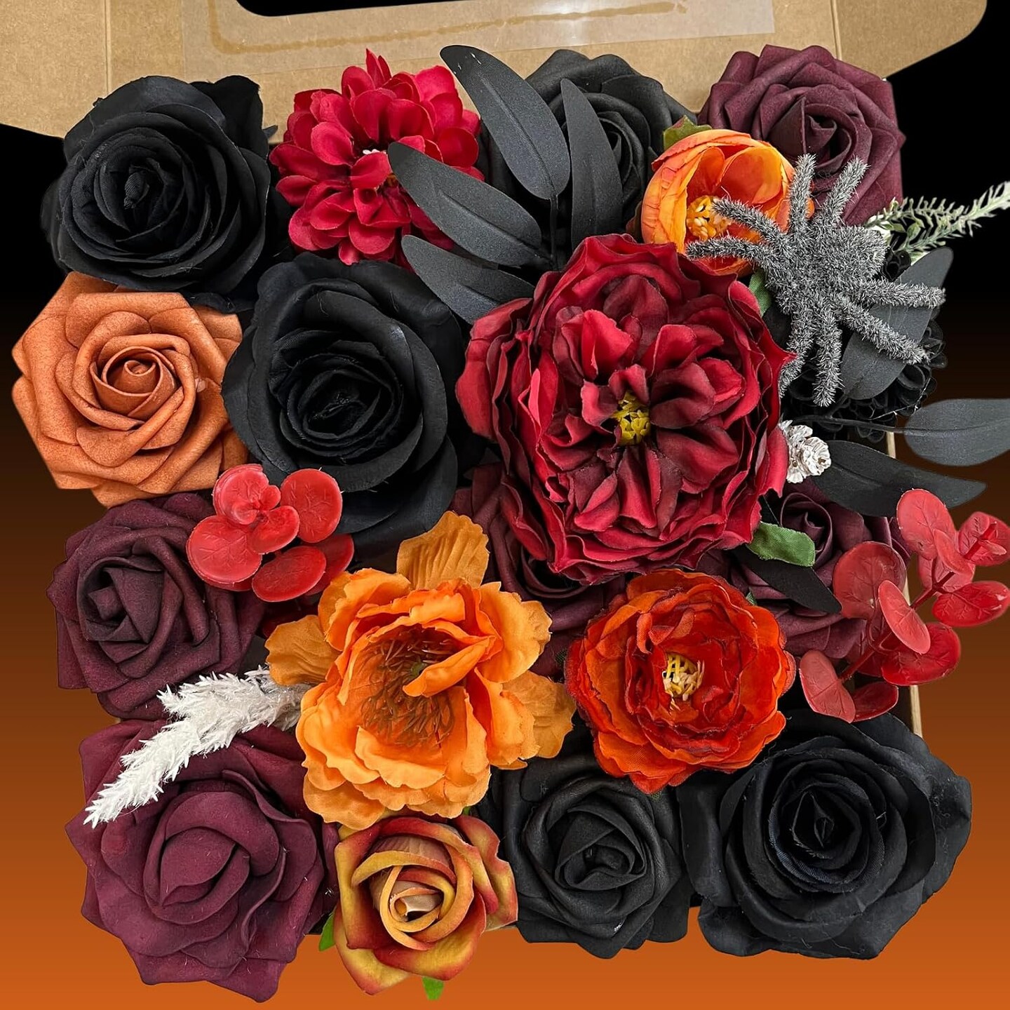 Artificial Halloween Flowers Arrangement Set – Orange Black Red  display picture 1