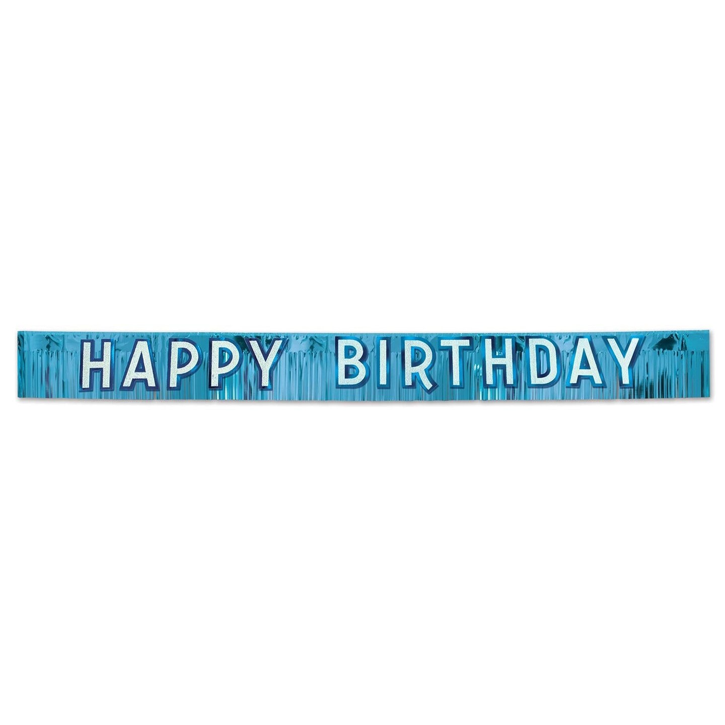 6 Pack Bulk Metallic Happy Birthday Party Banner - blue with silver