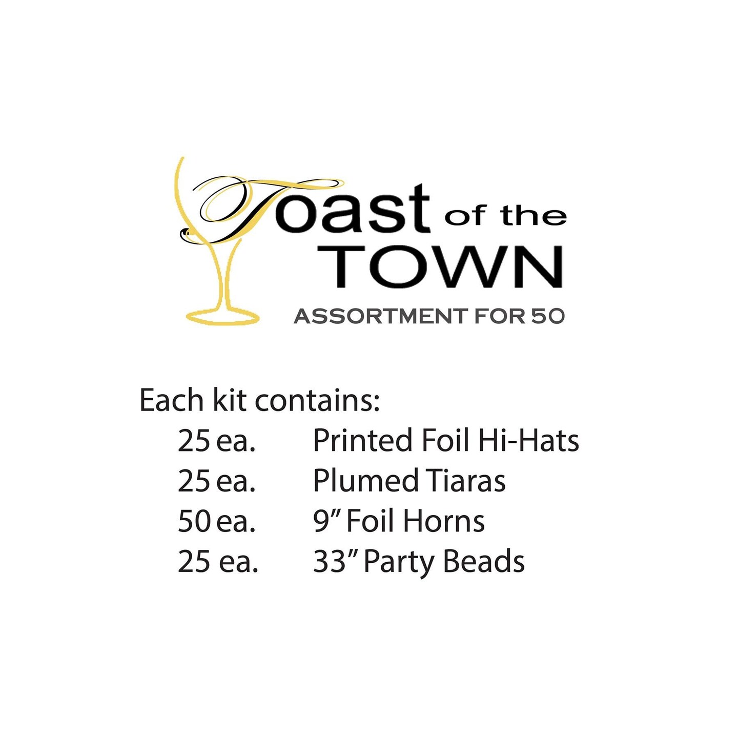 Beistle Toast Of The Town New Year&#x27;s Eve Party Kit for 50 People
