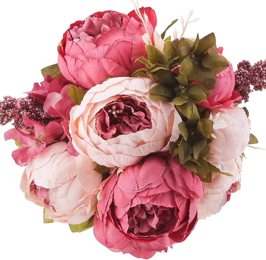 Vintage Artificial Peony Bouquet Silk Peony Flowers Fake Ponies for Wedding Bridal Home D&#xE9;cor Floral Centerpiece Arrangement Wedding Bouquet