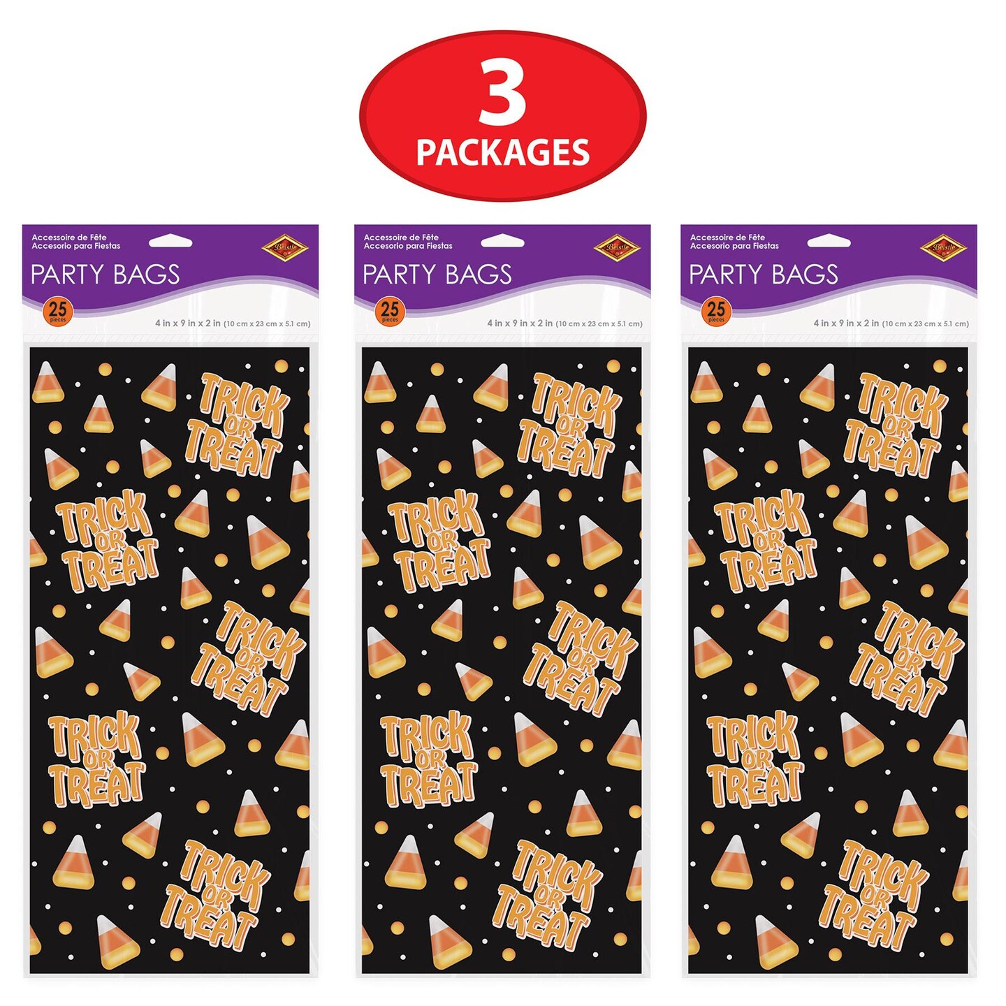 300 Pack Beistle Halloween Trick Or Treat Cello Bags