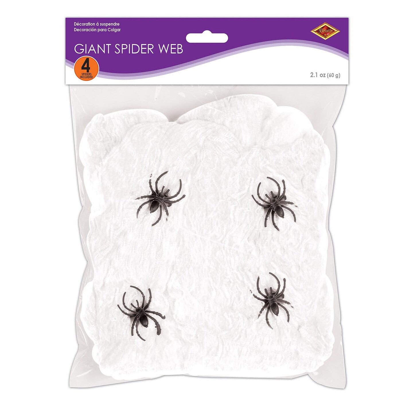12 Pack Beistle Halloween Giant Spider Web - white (2.1 Oz per Pack)