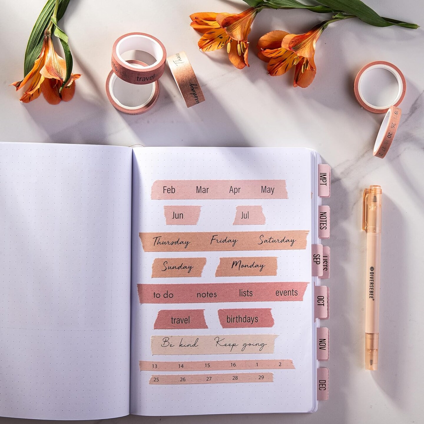 Pastel Washi Tape Set 5 Rolls Decorative Scrapbook Tape (Planner)