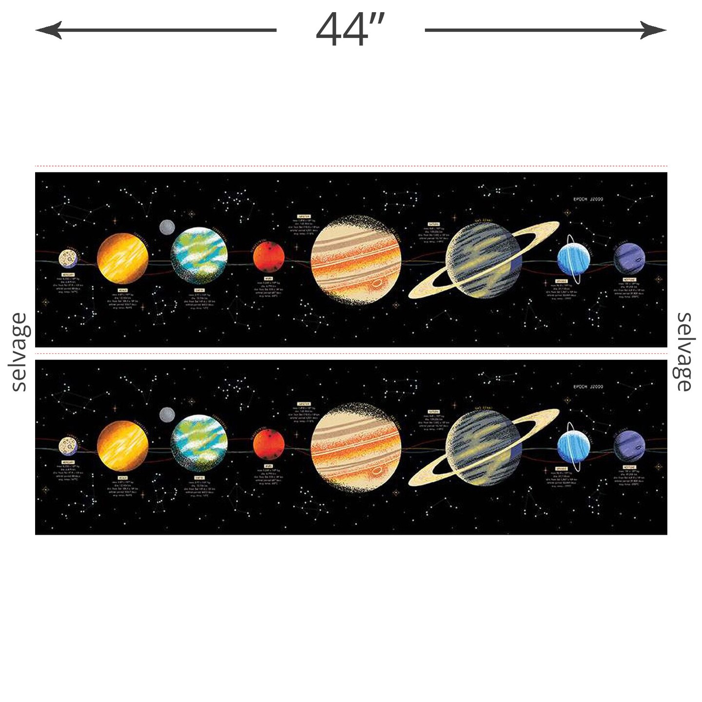 Solar System Panel in Black (cd15486-black) | Outer Space by NASA | Riley Blake Designs | Riley Blake