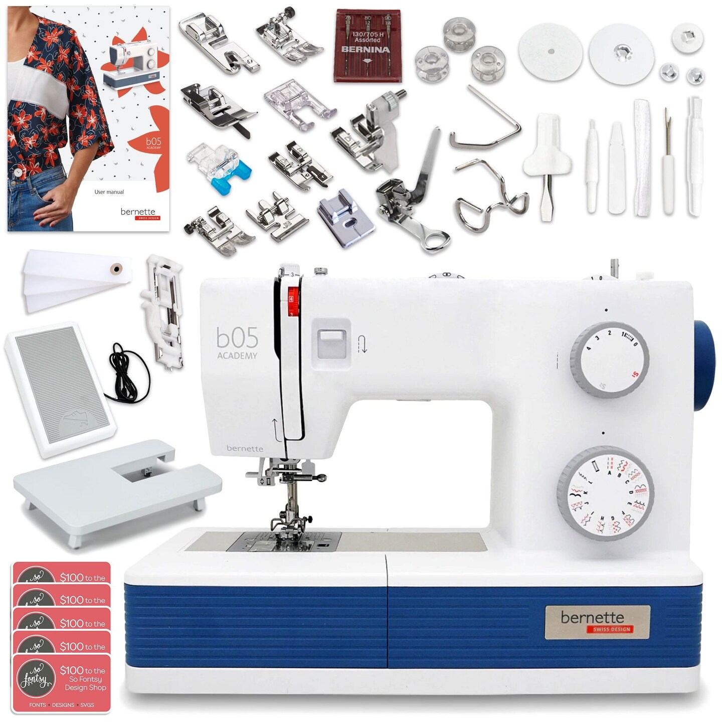 Bernette B05 Academy Sewing Machine Bundle with 250+ Accessories