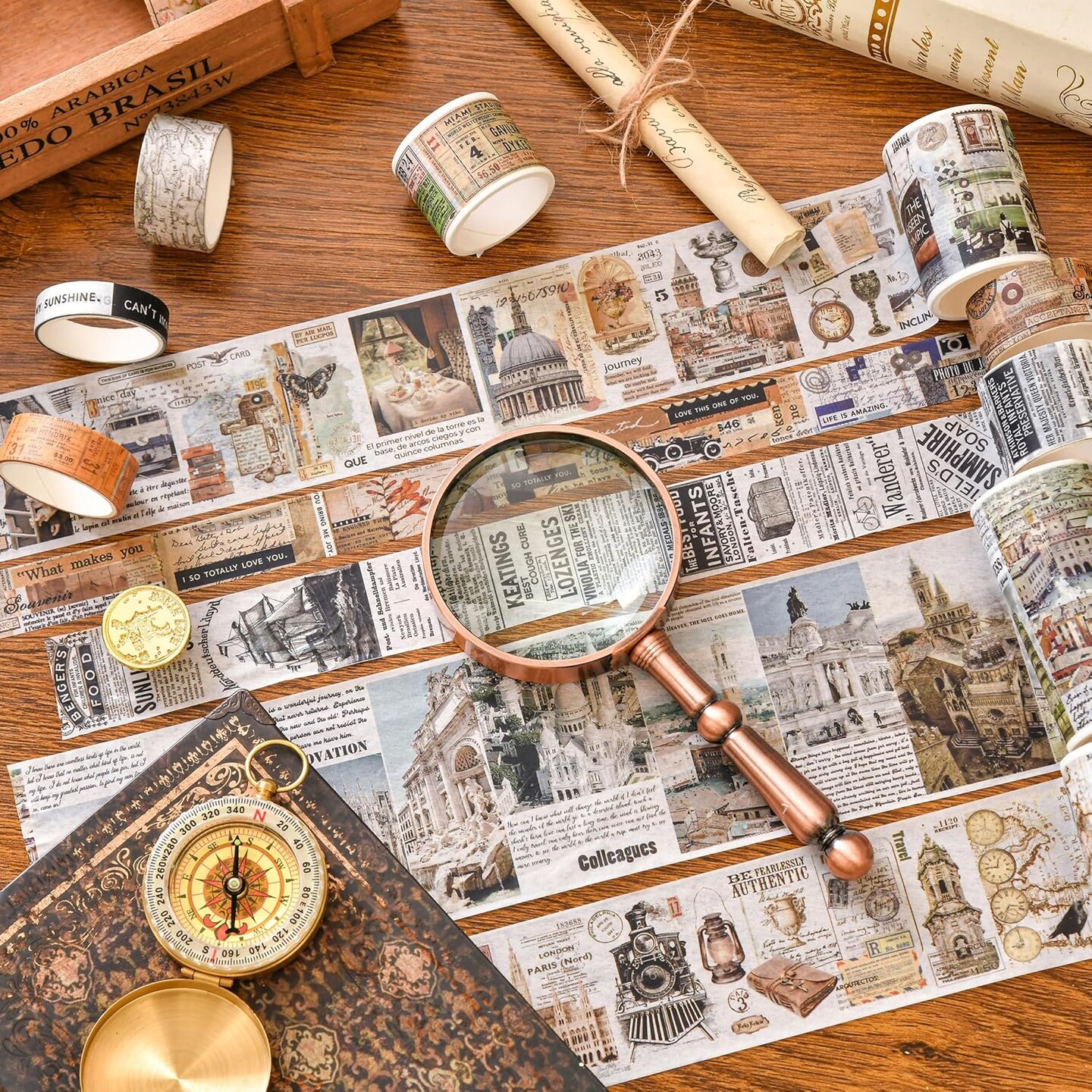 18 Rolls Vintage Washi Tape - (Travel The World)