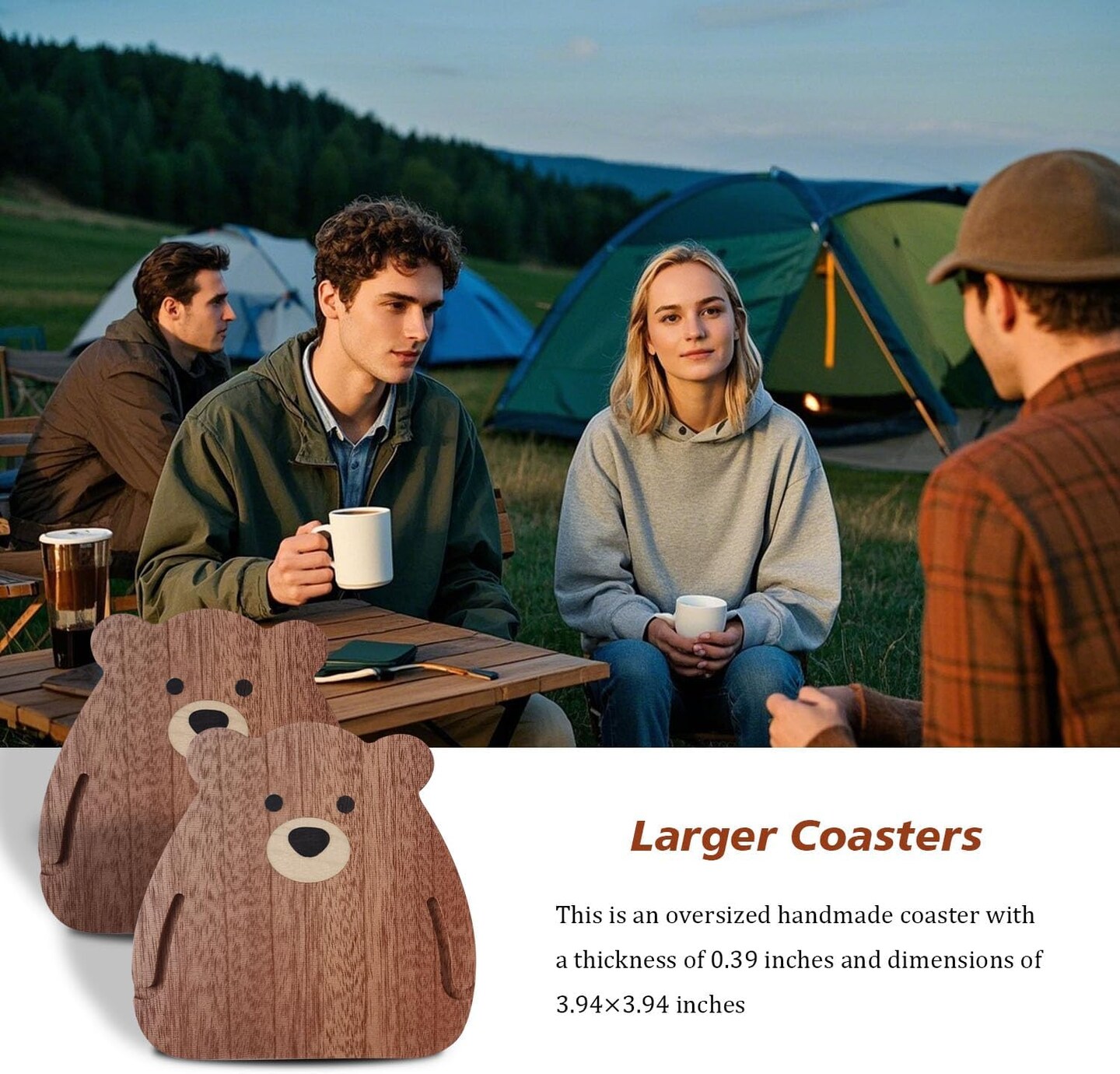 6 pcs Wood Coasters for Drinks Absorbent