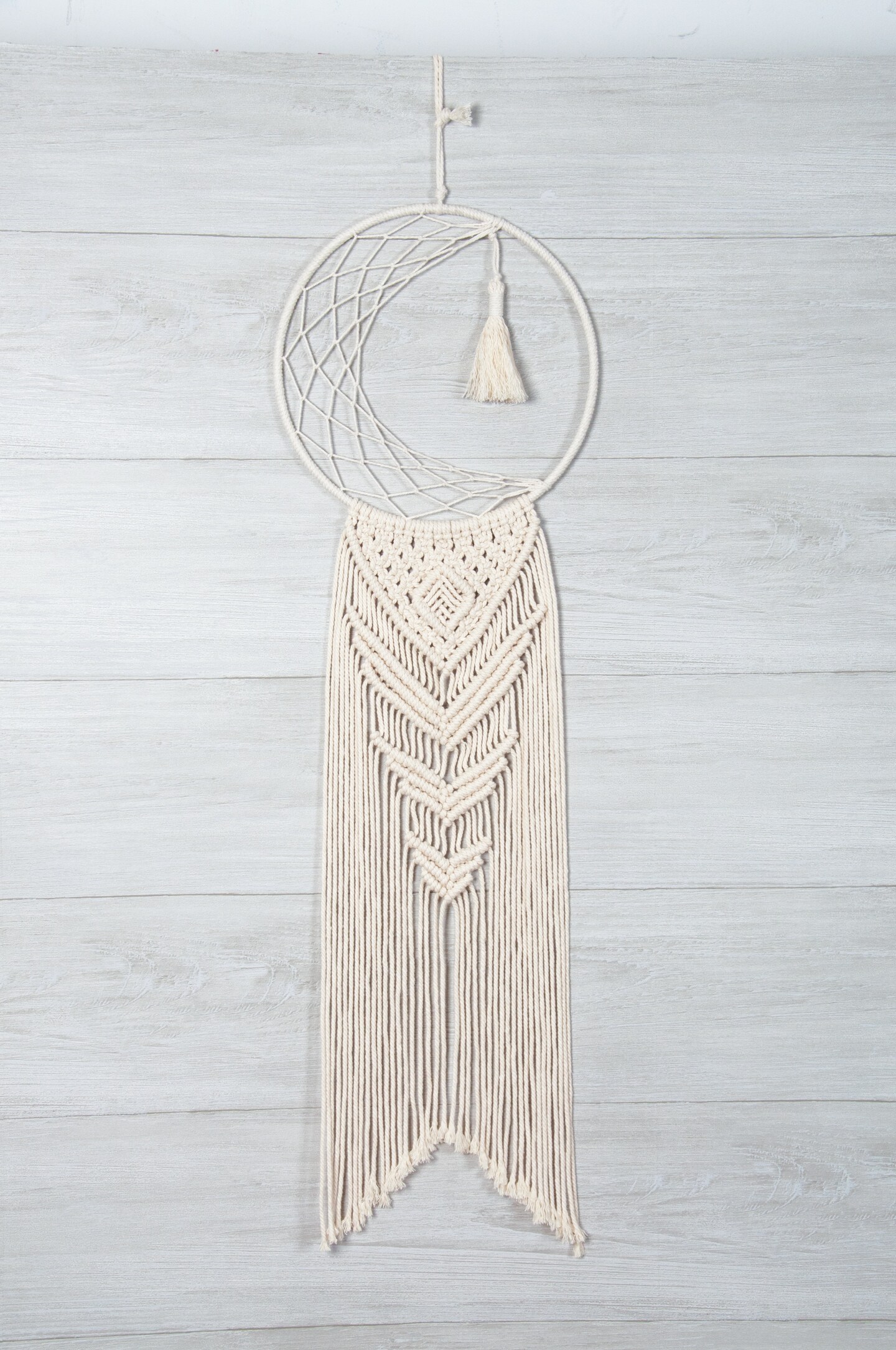 Solid Oak Macrame Decorative Hanging Kit-Moon Dreamcatcher