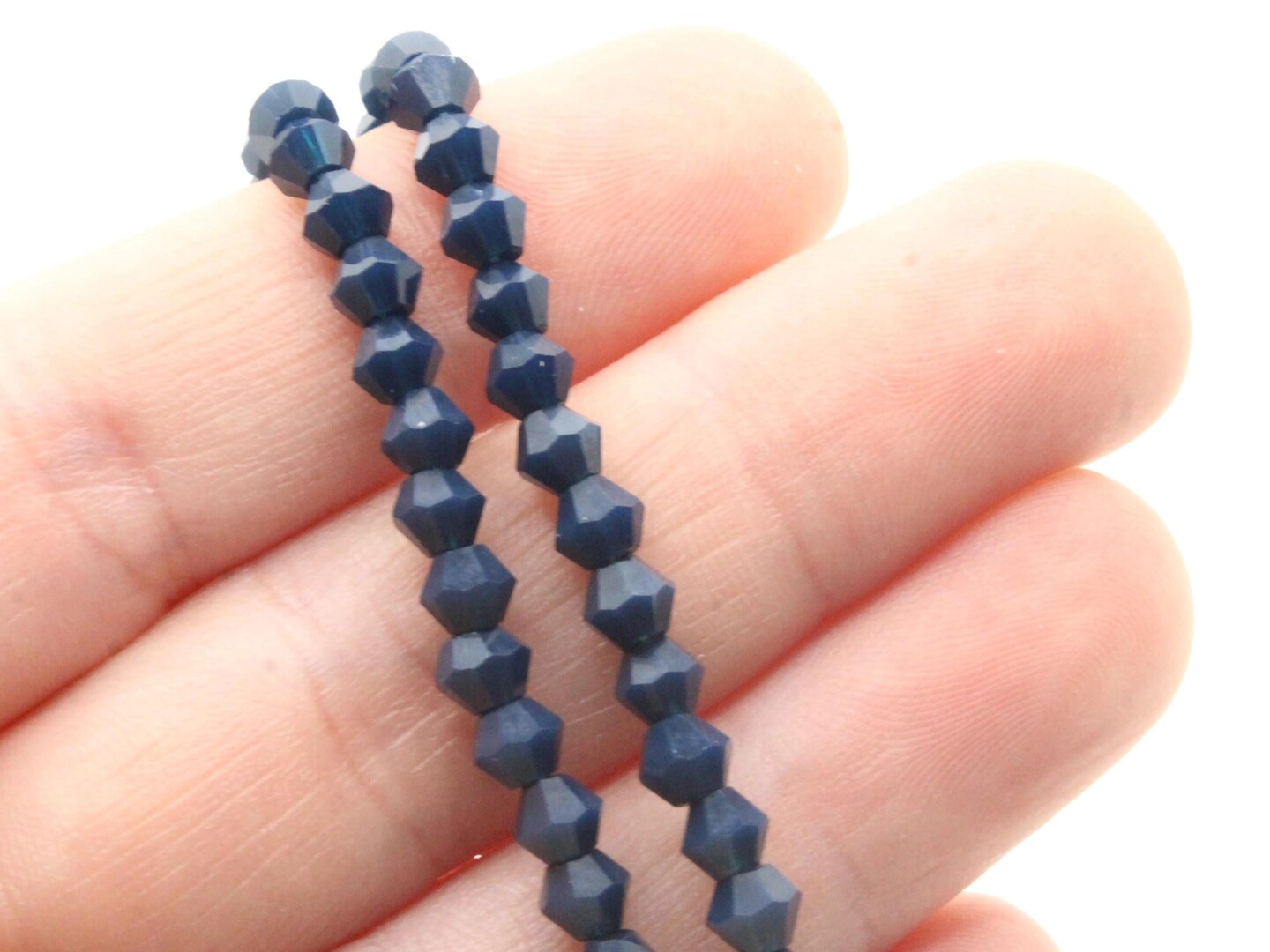 80 4mm Navy Blue Glass Faceted Bicone Beads